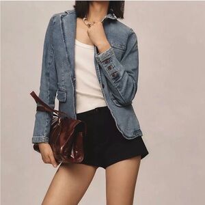 Anthropologie Dear John Minah Denim Blazer Fitted Blue Denim Jacket XS